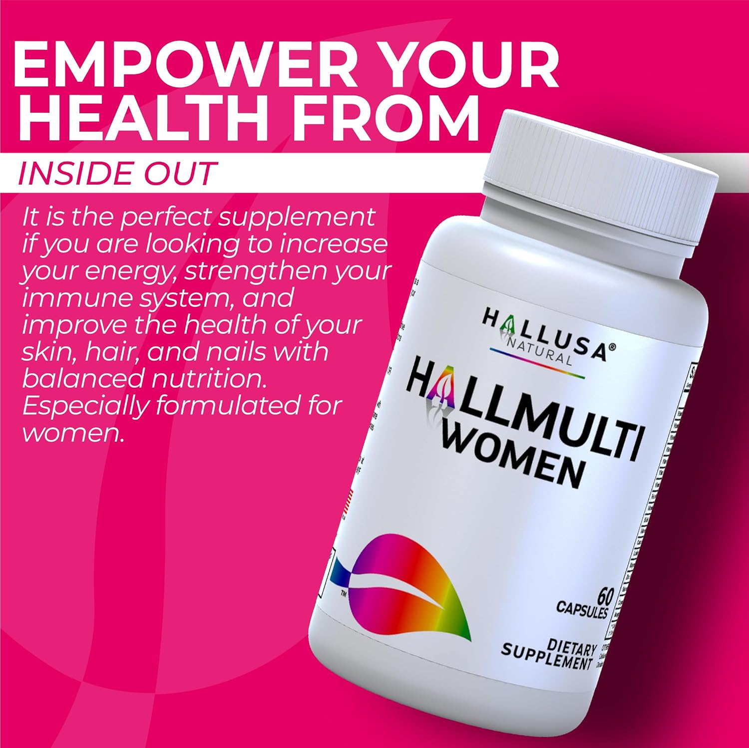 HallMultiWomen – Multivitamin for Women with Biotin, Zinc, Magnesium & B-Complex | 60 Capsules - görsel 6