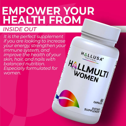 HallMultiWomen – Multivitamin for Women with Biotin, Zinc, Magnesium & B-Complex | 60 Capsules