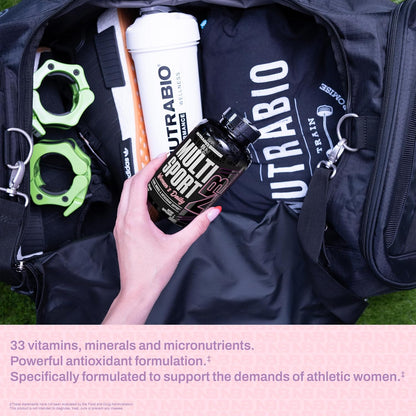 NutraBio Multisport for Women - Multivitamin with 33 Vitamins, Minerals & Micronutrients for Athletic Performance, Energy & Metabolism