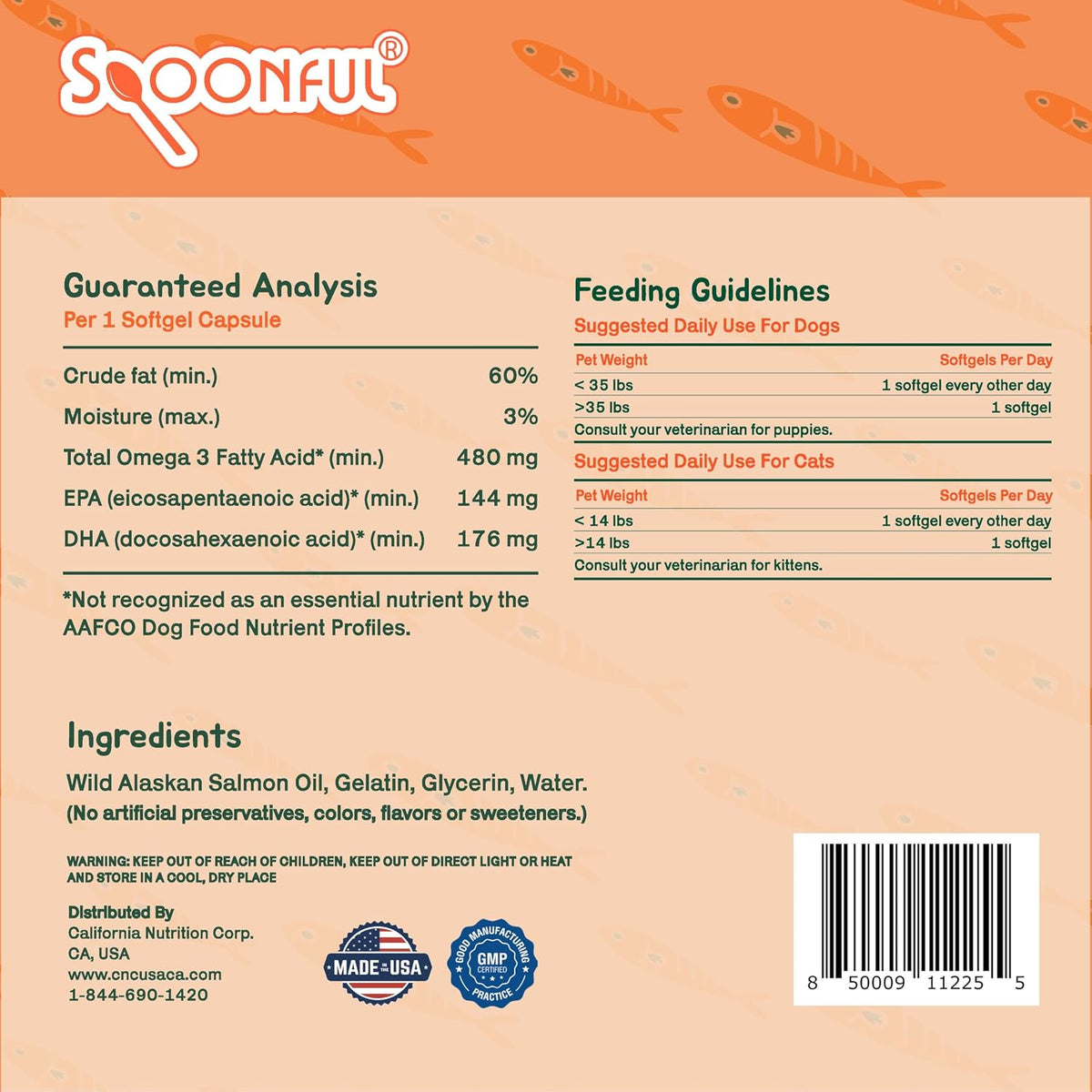 Spoonful Salmon Squeeze – Wild-Caught Alaskan Salmon Oil Soft gel capsules for Dogs and Cats, 60 Soft gel capsules - görsel 3