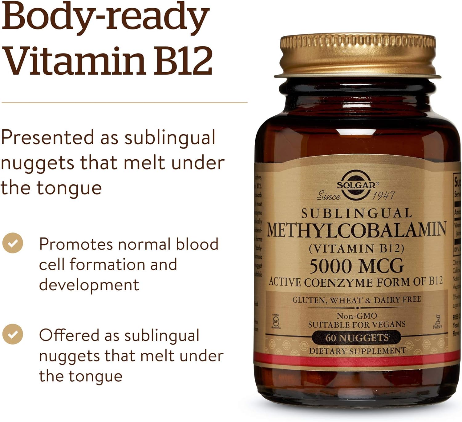Solgar Methylcobalamin (Vitamin B12) 5000 mcg, 60 Nuggets - Cherry Flavour - görsel 5