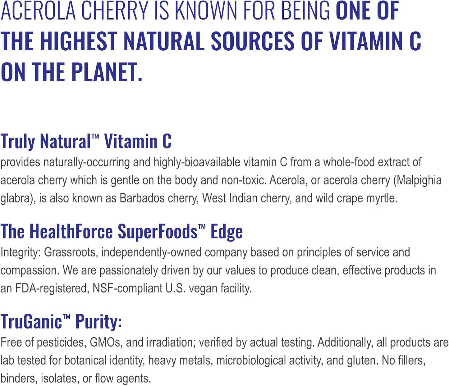 HEALTHFORCE SUPERFOODS Truly Natural Vitamin C - 120 Vegan Capsules (15 Servings) - görsel 7