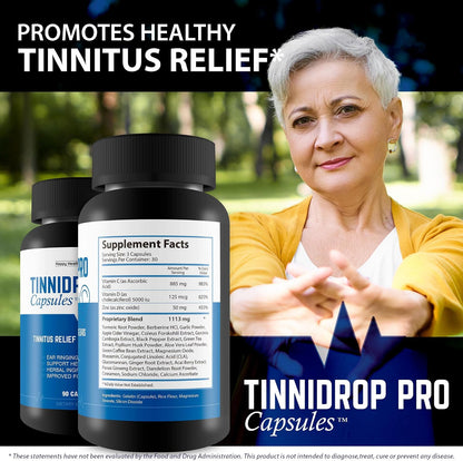 Tinnidrop Pro Capsules - Tinnitus Support Supplement for Ringing Ears