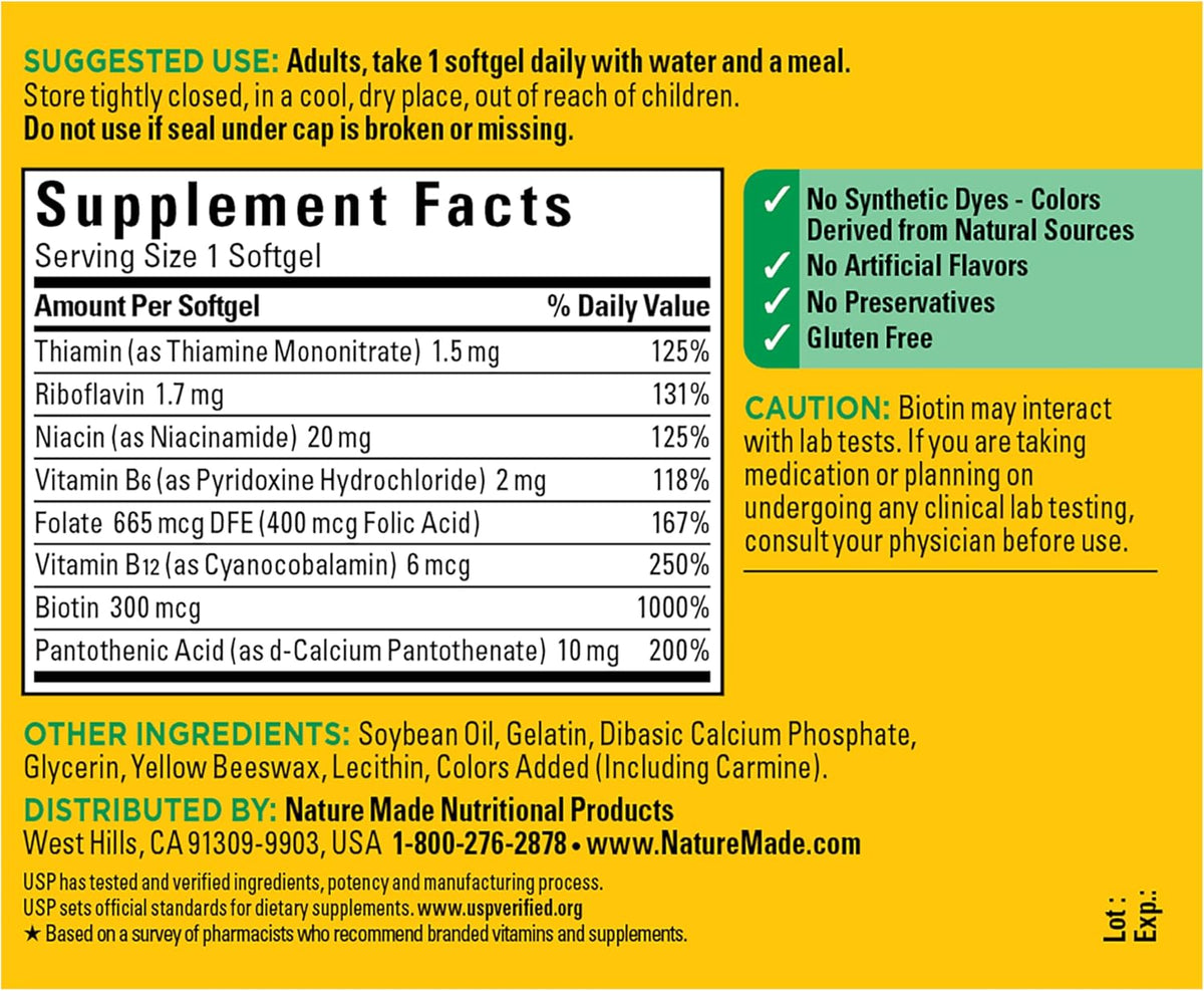 Nature Made Super B Complex – 160 Softgels - görsel 8