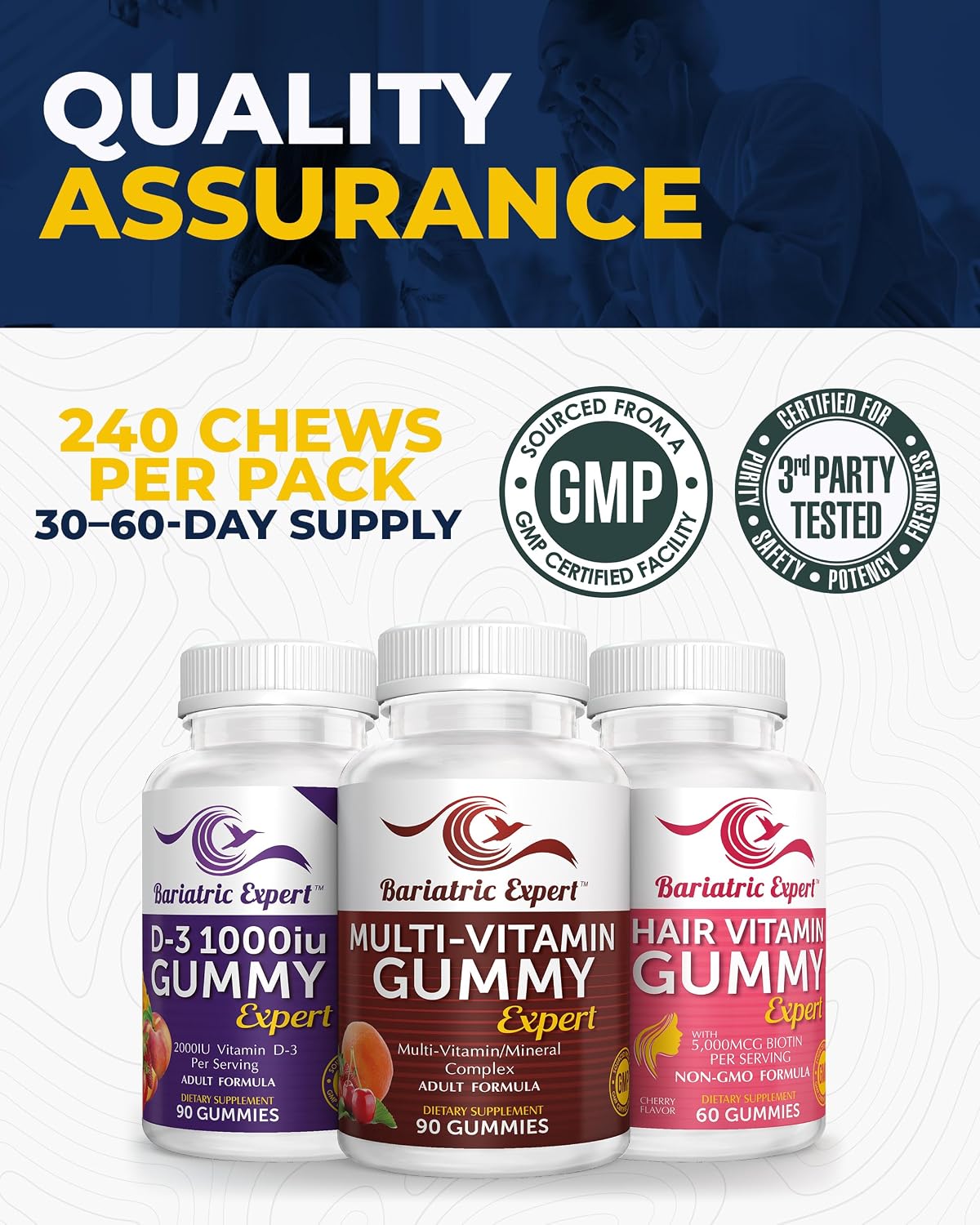 Bariatric Multivitamin 3 Pack – Multivitamin Gummy, Vitamin D3 Gummy, Hair Vitamin Gummy - görsel 8
