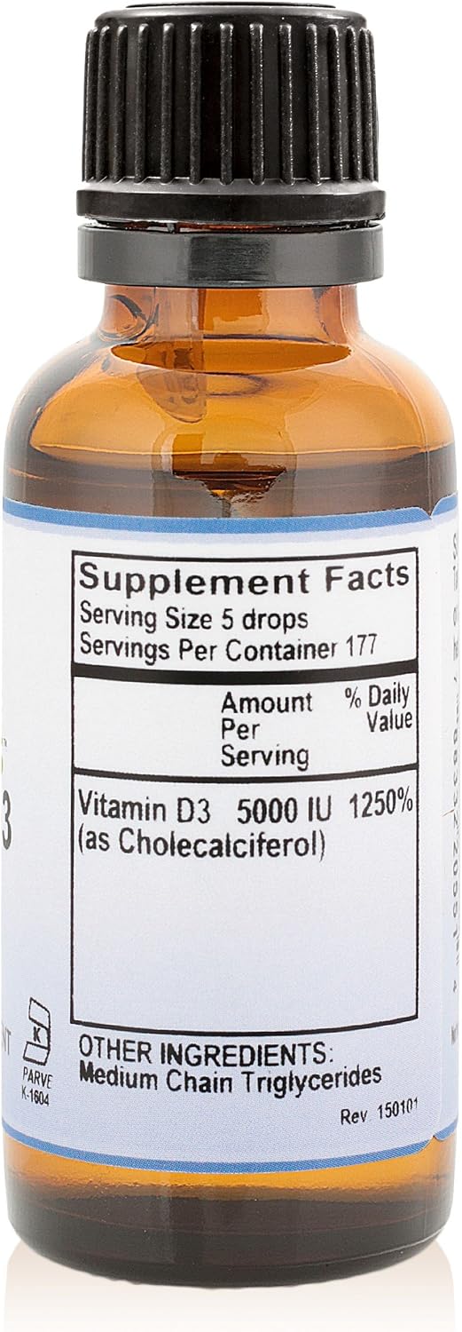Pure Mountain Botanicals Vitamin D3 Liquid Drops 5000 IU (125 mcg) – Kosher, Non-GMO, Gluten-Free, Unflavoured, 177 Servings - görsel 8