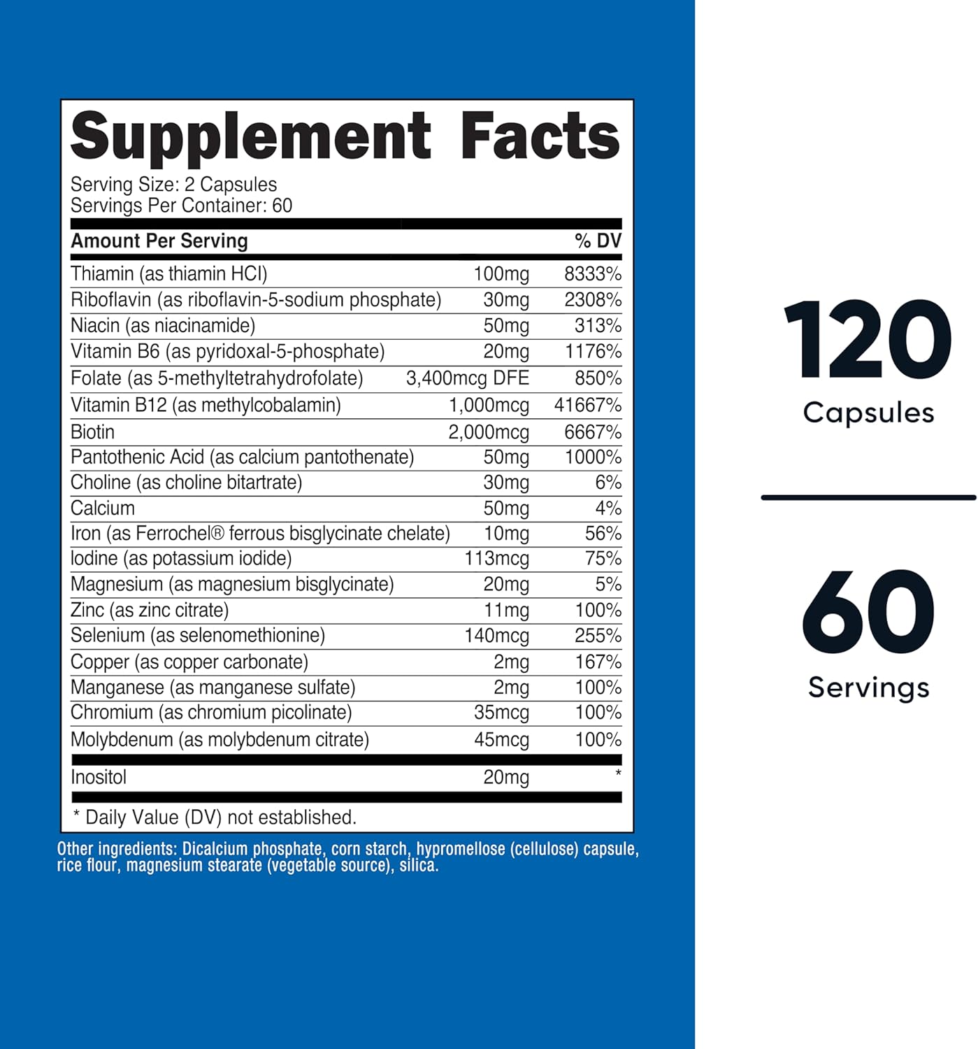 Nutricost Methylated Vitamin B Complex, 120 Capsules – Gluten-free, 60 Servings - görsel 2