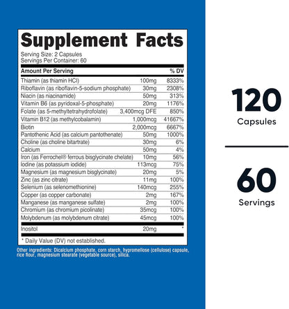 Nutricost Methylated Vitamin B Complex, 120 Capsules – Gluten-free, 60 Servings