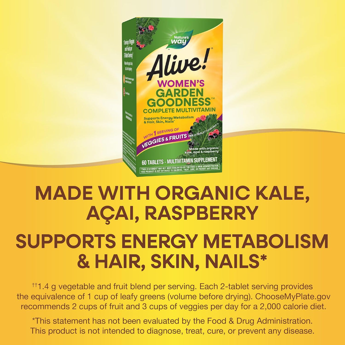 Nature's Way Alive! Women's Garden Goodness Complete Multivitamin, 60 Tablets - görsel 4