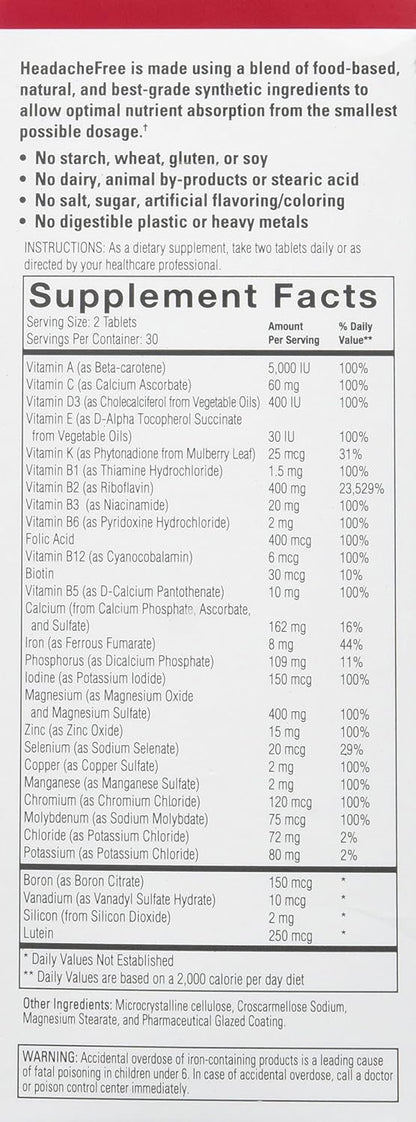 HeadacheFree Complete Multivitamin - 60 Tablets