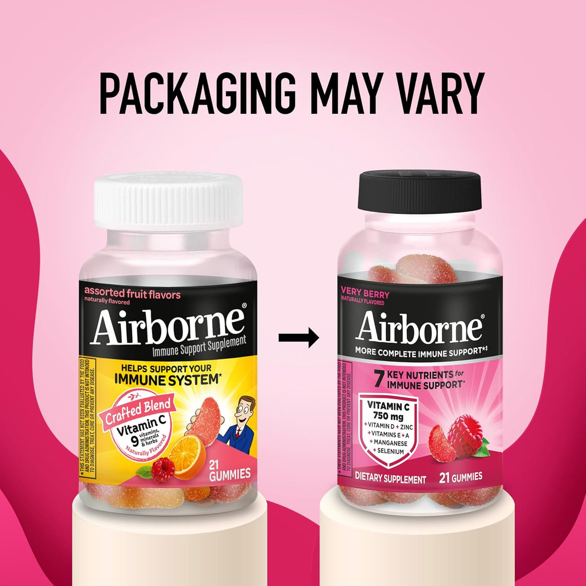 Airborne Vitamin C 1000mg Gummies, Very Berry - 21 Count - görsel 6