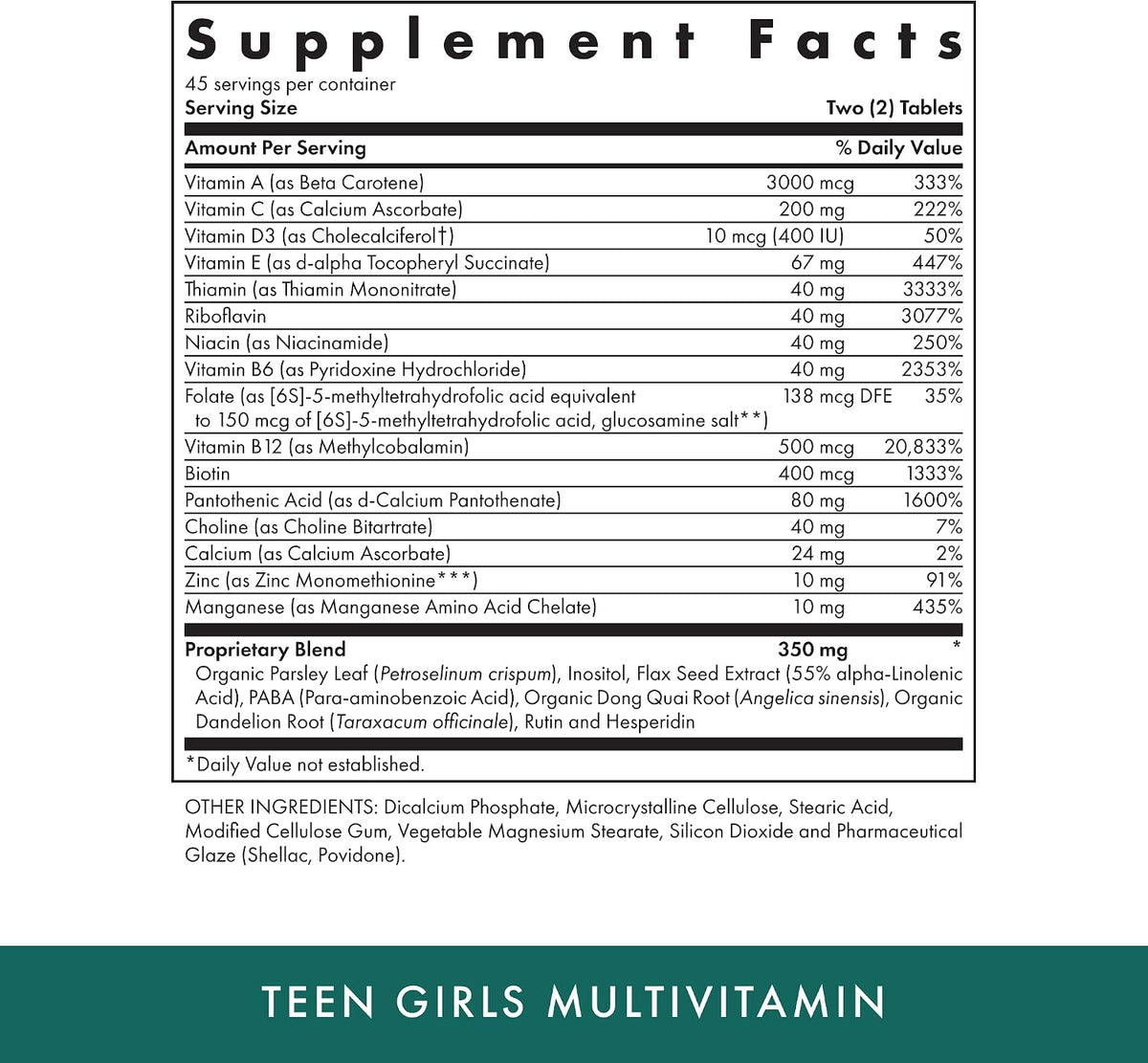 Michael's Health Naturopathic Programmes Teen Girls Multivitamin - 90 Vegetarian Tablets - görsel 2