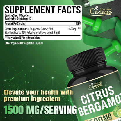 Cadane Citrus Bergamot Supplement | Heart & Immune System | Vegan, Non-GM – 120 Capsules – 40-Day Supply – Image 2
