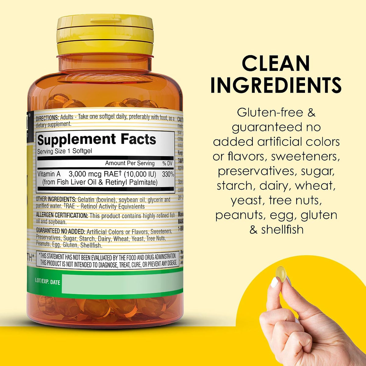 MASON NATURAL Vitamin A 10,000 IU (3,000 micrograms) from Fish Liver Oil, 100 Softgels - görsel 5