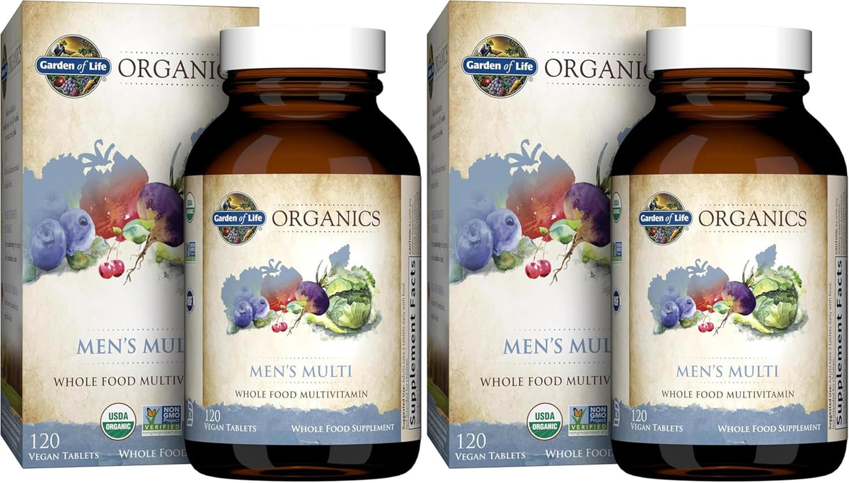 Garden of Life Organics Men's Multivitamin with Prostate Support, B12 & Vitamins – Vegan Daily Whole Food Multivitamin, Non-GMO, Certified Organic, 120 Tablets - görsel 10