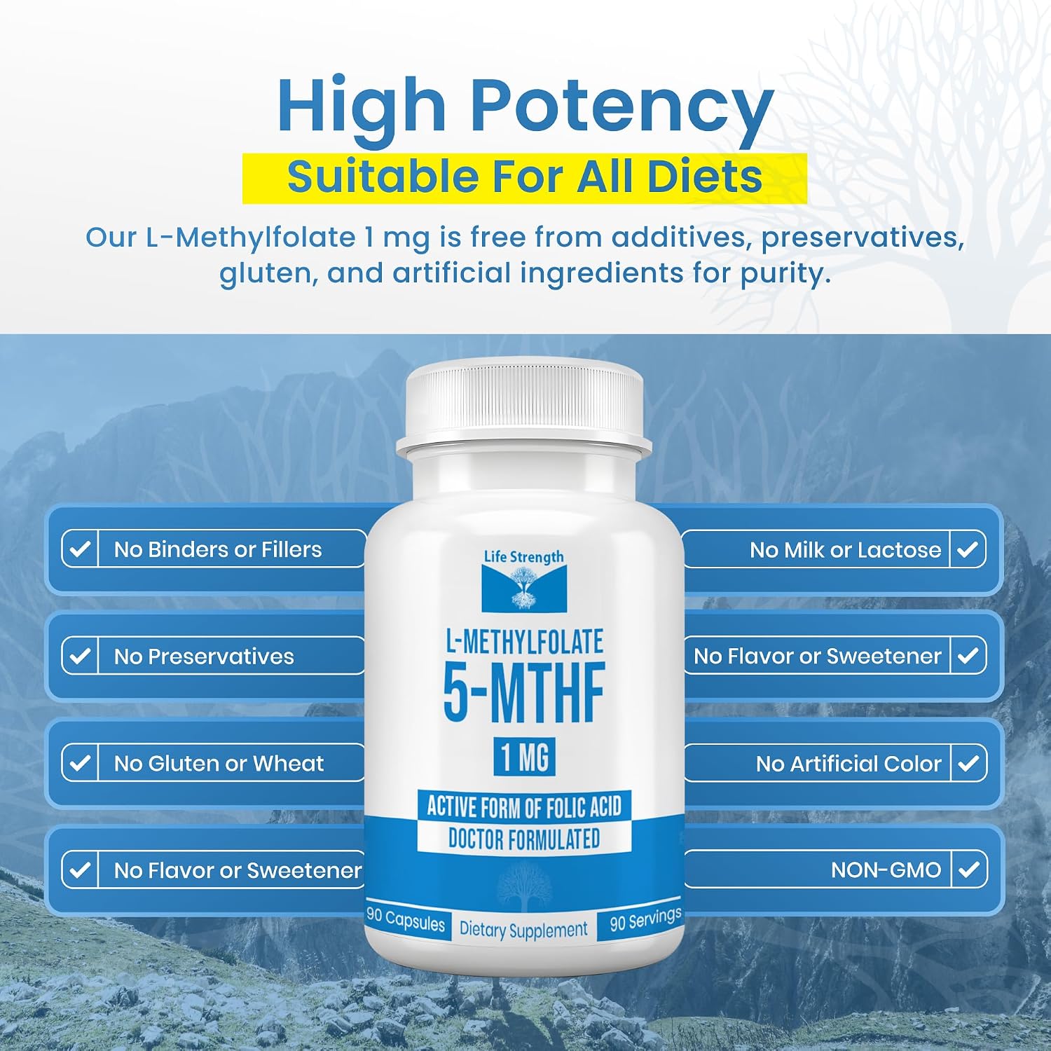 L-Methylfolate 1mg | 180 Capsules | Active Folate Supplement by LifeStrength - görsel 6