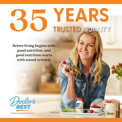 Doctor's Best Chewable Vitamin B12 Methylcobalamin - 5000 mcg, Vegan, Gluten-free, Non GMO, Mixed Berries Flavour - 60 Chewable Tablets