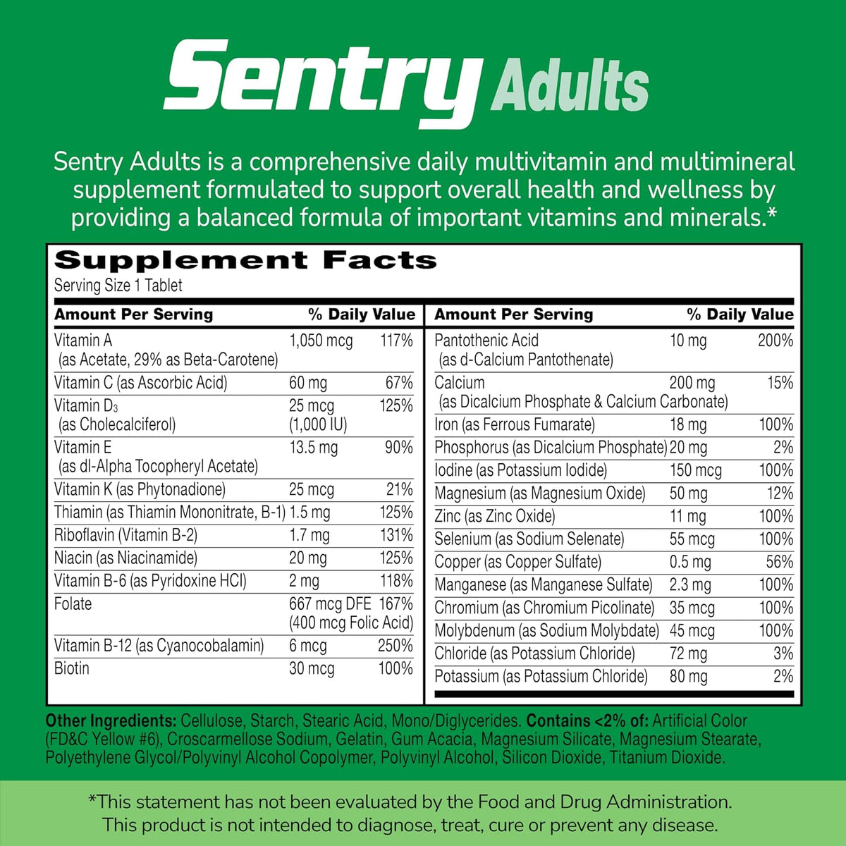 Sentry Adult Multivitamin & Multimineral Supplement, 300 Tablets - görsel 2