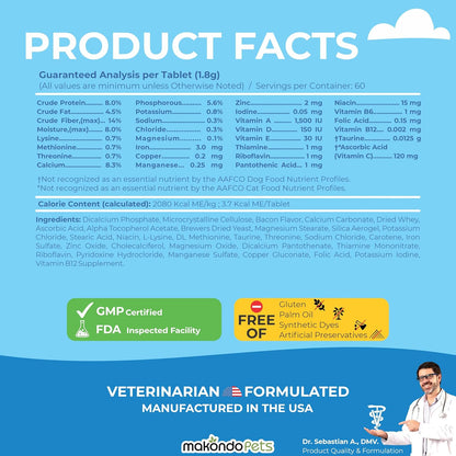 Dog Prenatal Vitamins – Multivitamin for Cats and Dogs with Folic Acid, Calcium, Iron, Minerals and Amino Acids