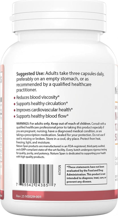 NATURESPAN Nattokinase 12,000 FU Food Supplement - 90 Capsules, Enzyme-Based Formula for Daily Wellness