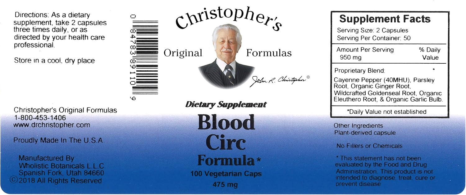 Dr. Christopher's Original Formulae Blood Circulation Formula - 475 mg, 100 Capsules - görsel 2