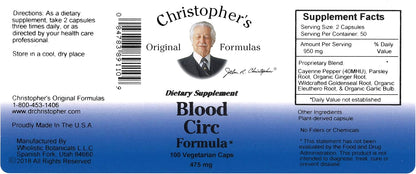 Dr. Christopher's Original Formulae Blood Circulation Formula - 475 mg, 100 Capsules