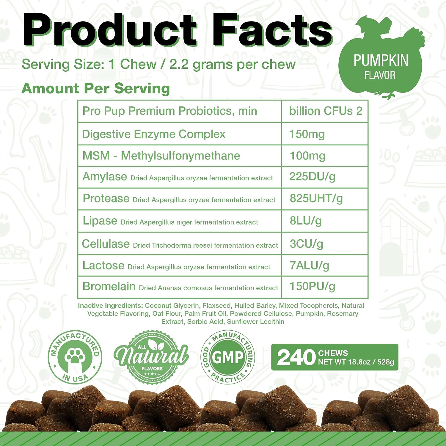 Pawlife Probiotics for Dogs - Pumpkin Flavour Soft Chews (240 Count) - görsel 6