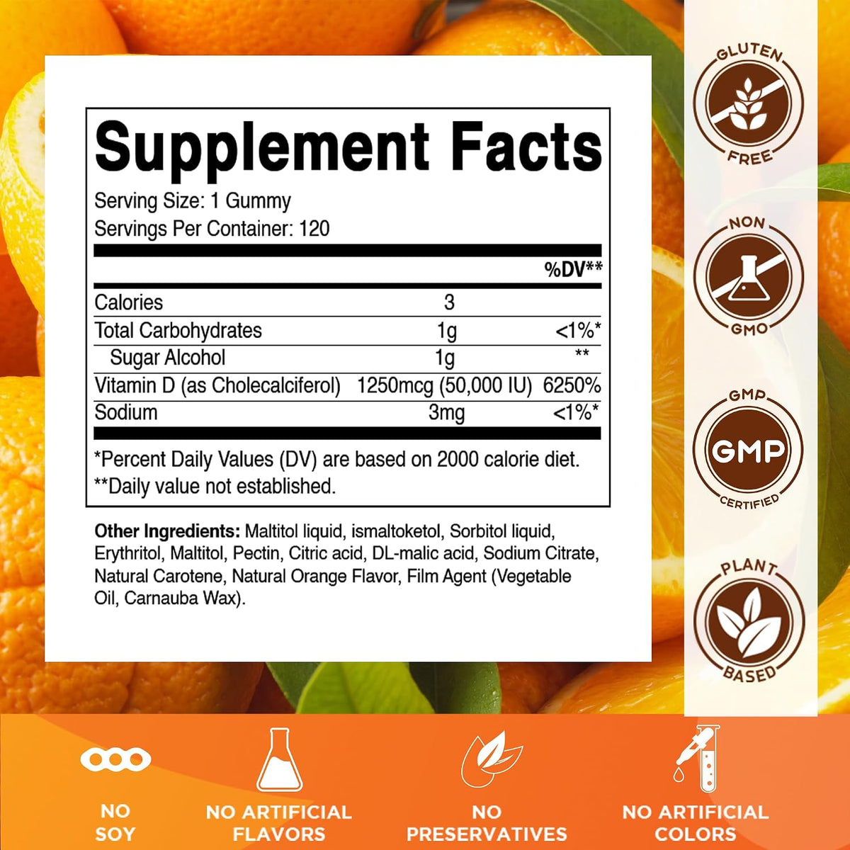 Vitamatic Sugar Free Vitamin D3 50,000 IU Weekly Supplement - 120 Pectin Based Gummies - görsel 2