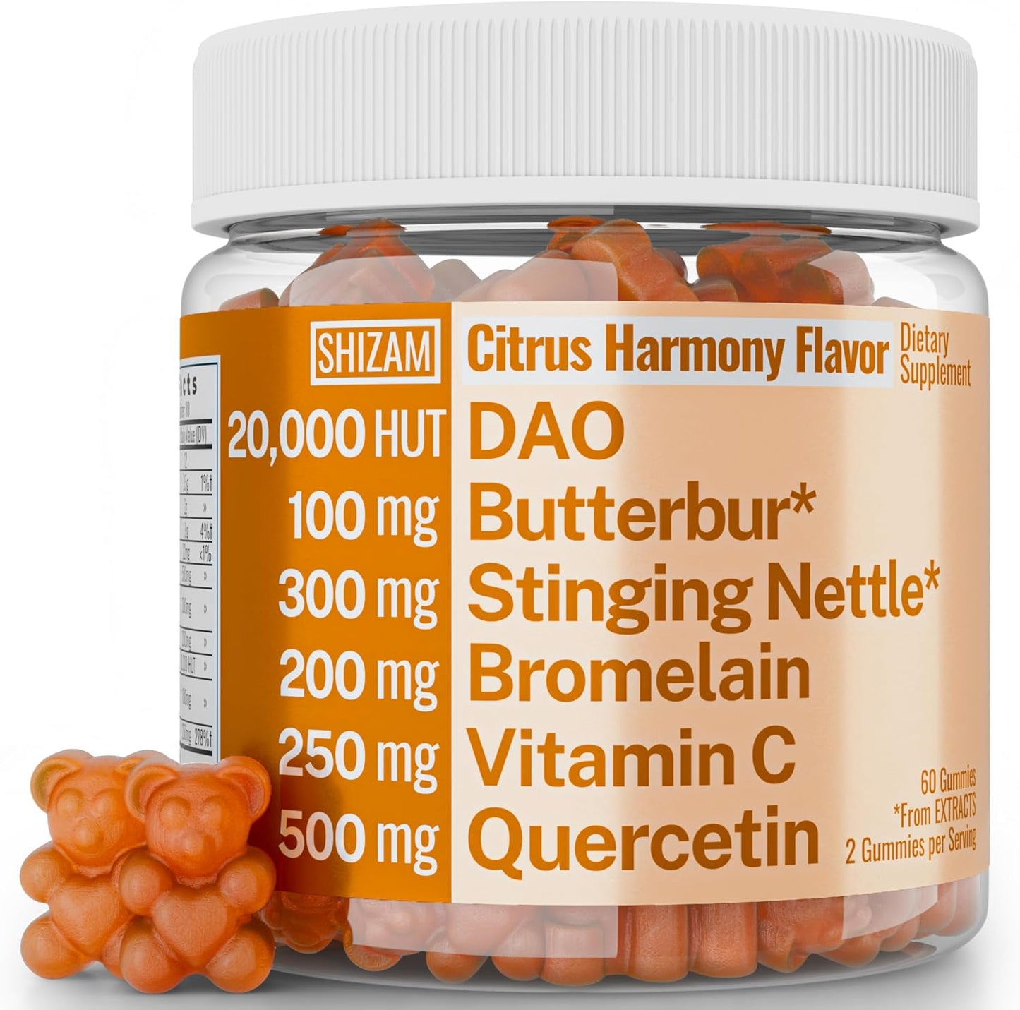 SHIZAM DAO Bromelain Enzyme Gummies – with Quercetin, Butterbur & Stinging Nettle Root Extract - görsel 1