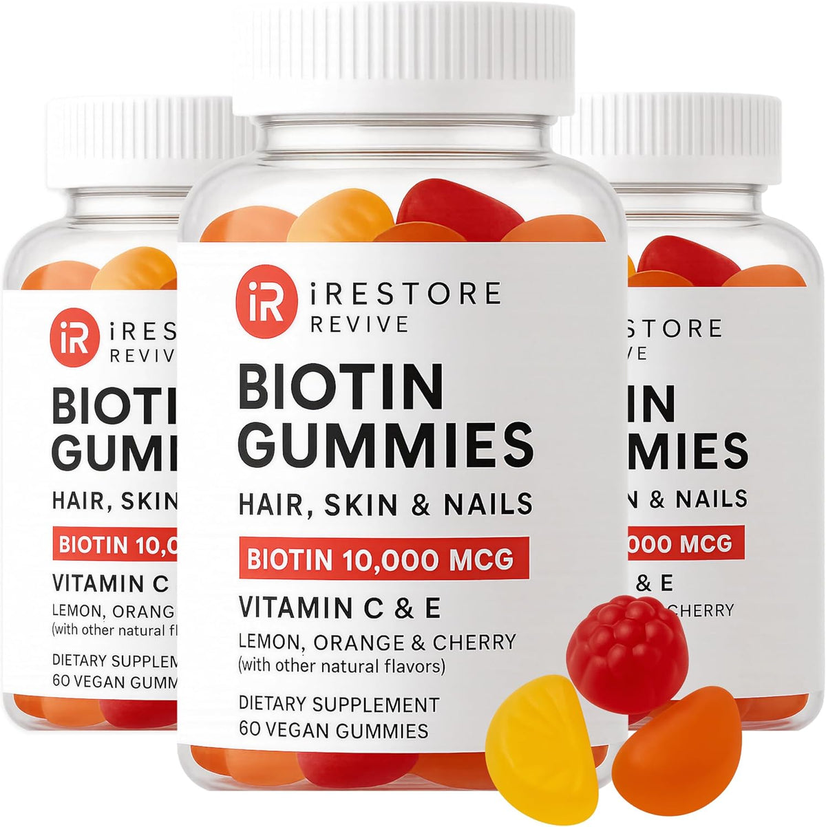 iRestore Biotin Gummies 10,000 mcg - Hair, Skin & Nails Supplement, 60 Vegan Gummies - görsel 10