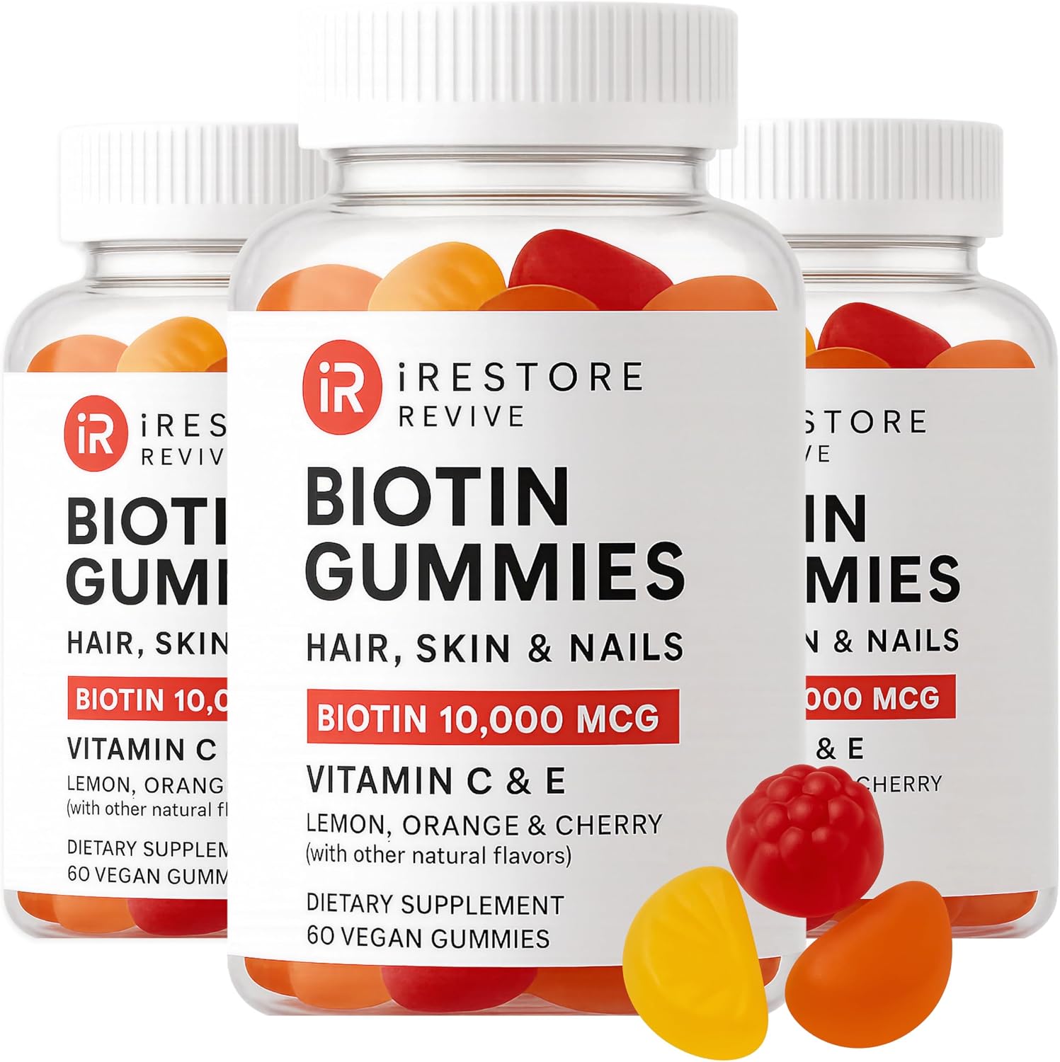 iRestore Biotin Gummies 10,000 mcg - Hair, Skin & Nails Supplement, 60 Vegan Gummies - görsel 10