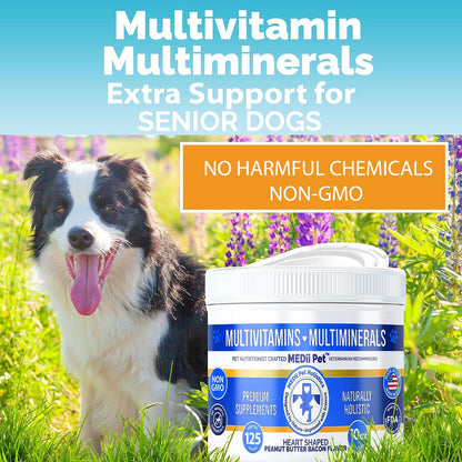 MEDii Pet Dog Multivitamins with 74 Organic Minerals – Overall Health Builder, 125 Soft Chews
