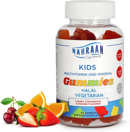 Kids Multivitamin Gummies – Halal, Gluten-Free Vitamins for Toddlers & Children with Vitamin A, C, D, E, B6, B12 & Minerals for Immune Support, 90 Gummies