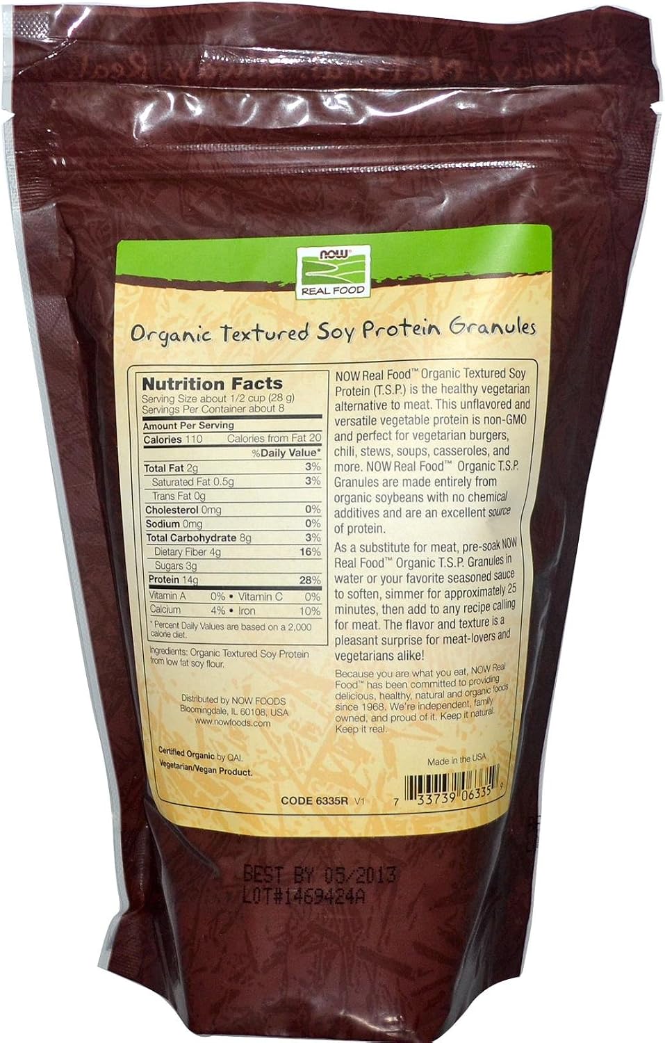 NOW Foods Organic Textured Soya Protein Granules - 8 oz - görsel 2