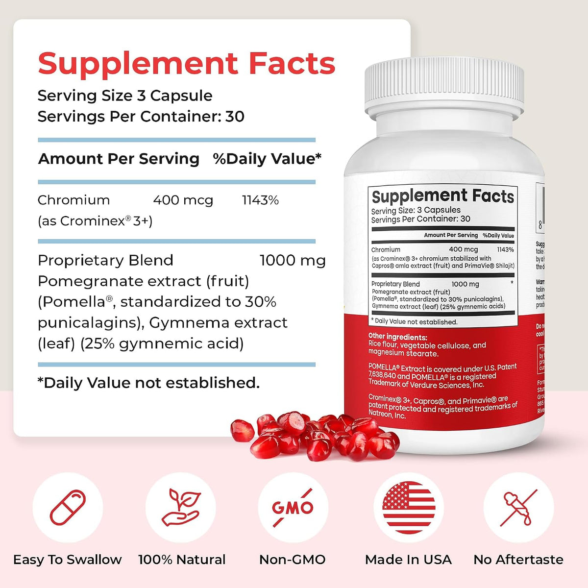 Advanced Glucose Discovery for Sugar Watchers – Gymnema Sylvestre, Pomegranate & Chromium Food Supplement – 90 Vegan Capsules - görsel 8