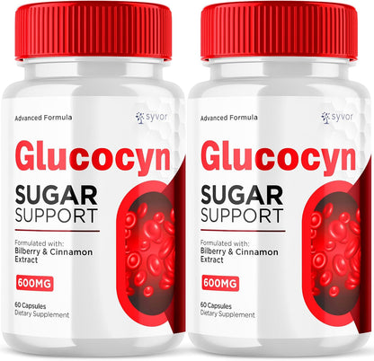 Glucocyn Capsules (2 Pack) - Official Glycogen Supplement with All Natural Ingredients - Max Strength Premium Vitamins for Women and Men (120 Capsules)