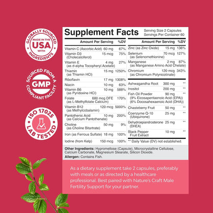 Female Fertility Supplement with Prenatal Multivitamins – 120 Capsules