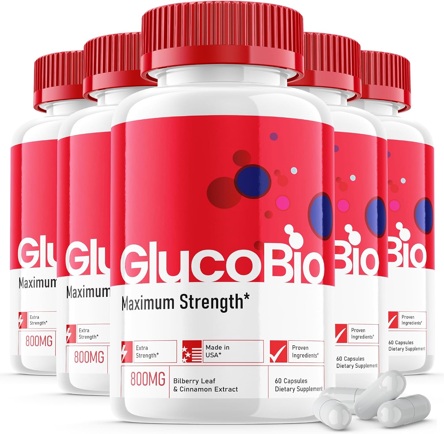 Glucobio Capsules - Official Formula (5 Pack, 300 Capsules) - görsel 1