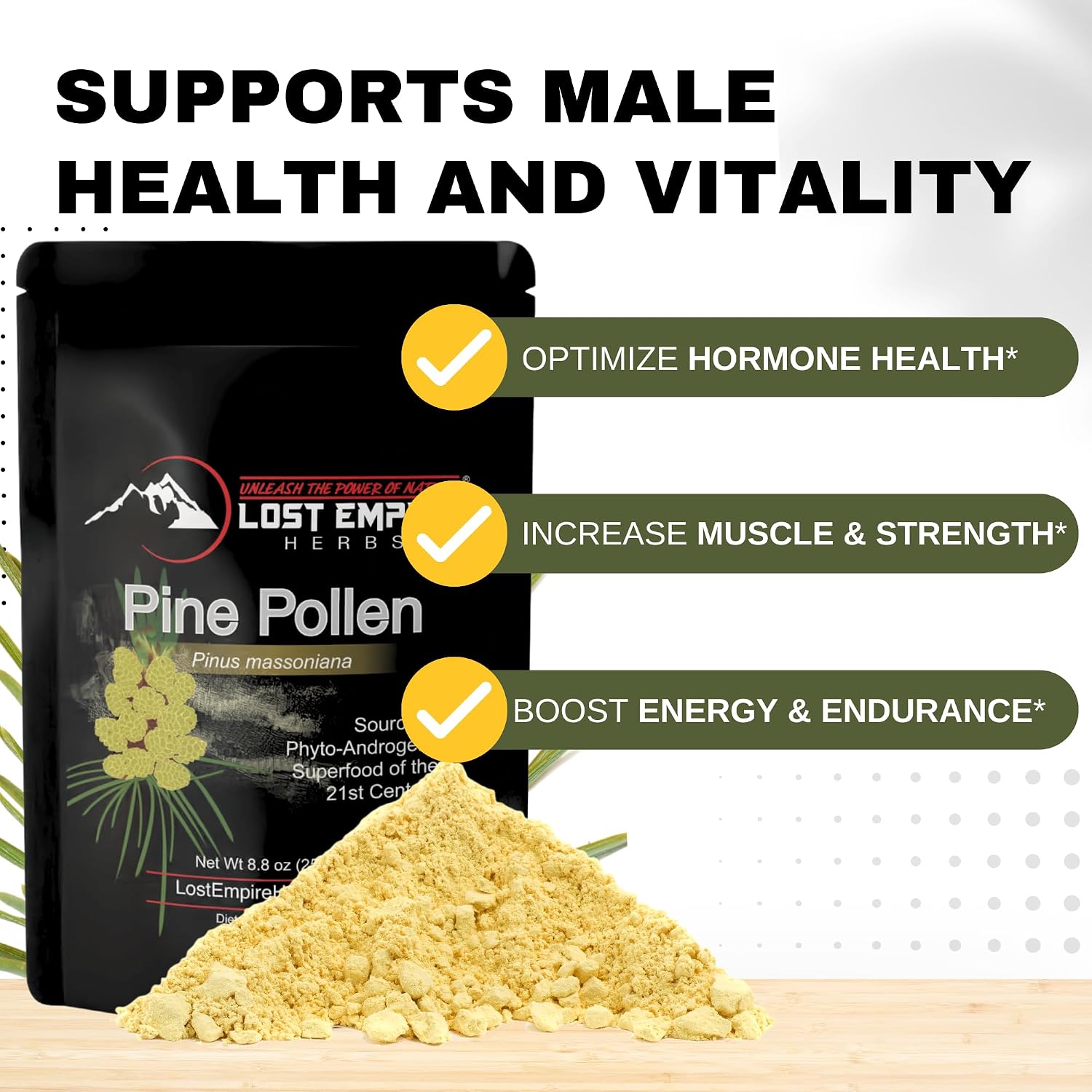 Pine Pollen Powder – Wild Harvested, Cell Wall Cracked – 250 Grams - görsel 3