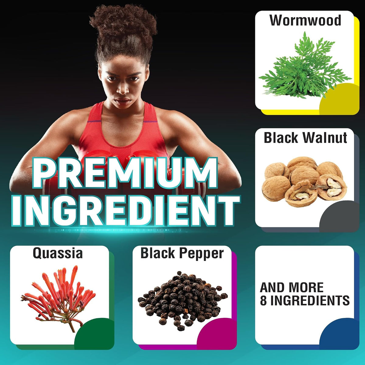 Wormwood Extract Capsules with Black Walnut Leaves & Quassia - 120 Capsules - görsel 5
