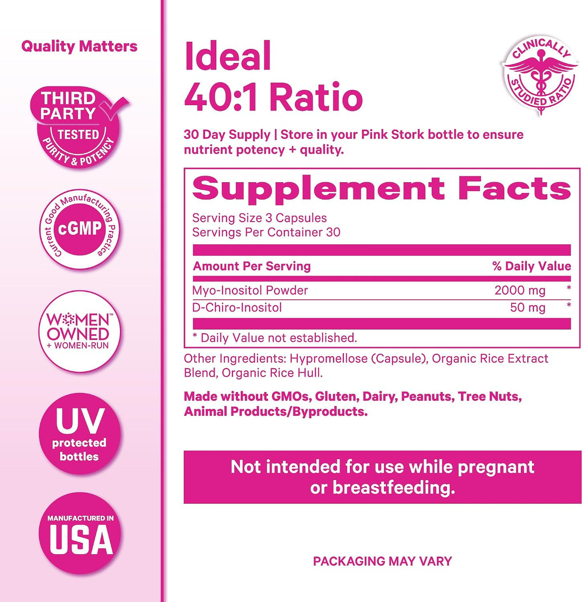 Pink Stork Inositol Supplement for Women, 40:1 Myo & D-Chiro, 30 Servings - görsel 6