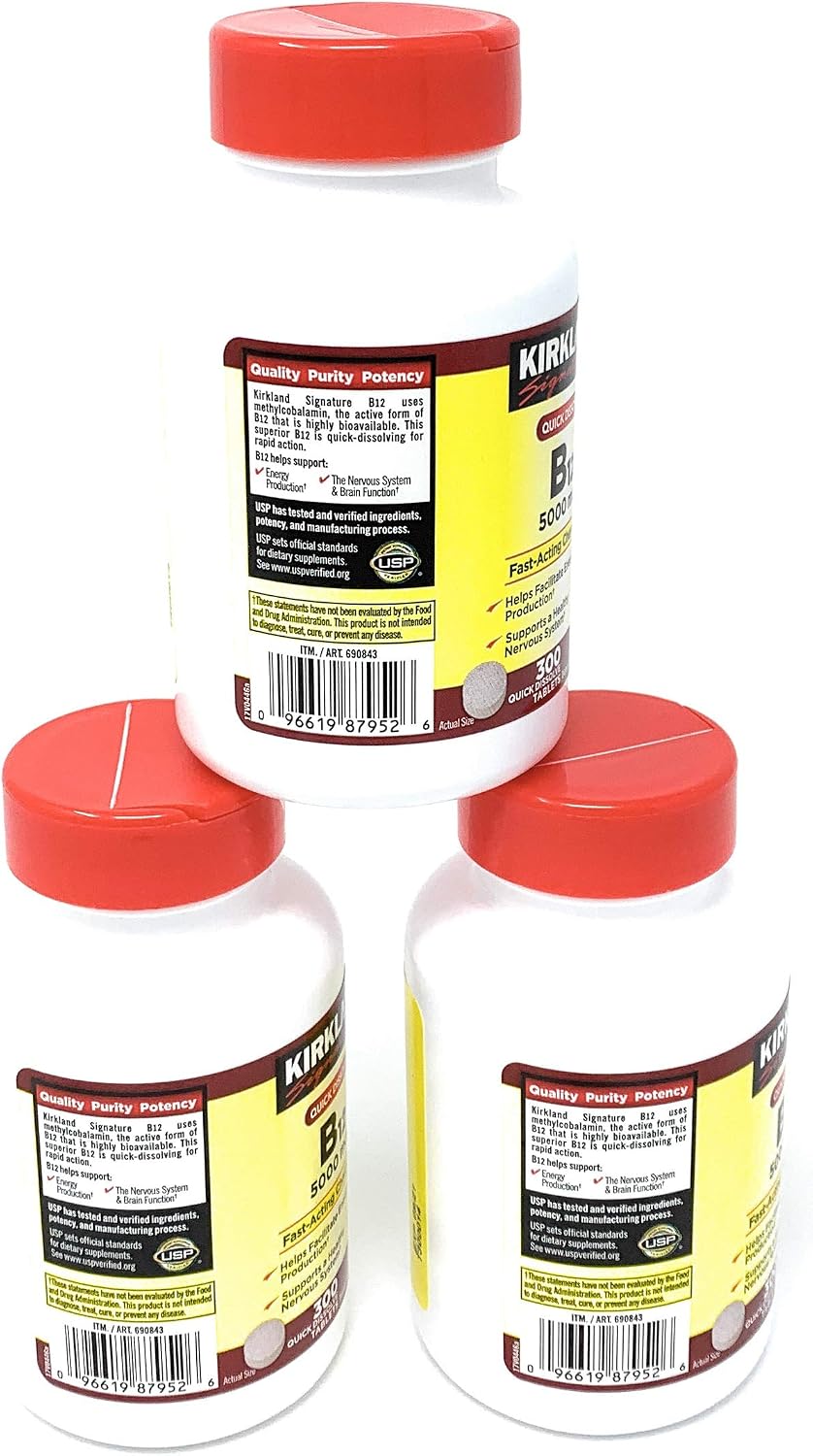 Kirkland Signature Sublingual B-12 5000 mcg, 3 Bottles (300 Tablets) - görsel 3