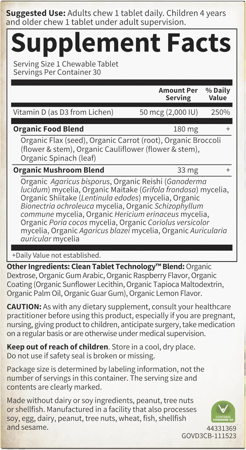 Garden of Life Organics Vegan D3 Chewables with 11 Organic Mushrooms - görsel 7