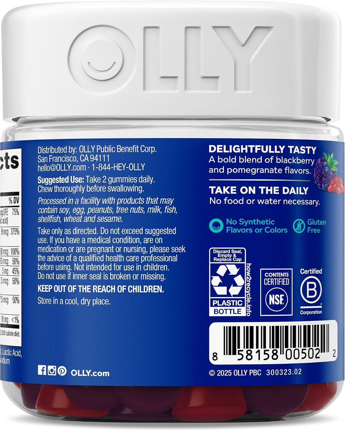 OLLY Men's Multivitamin Gummy – Blackberry Flavour, 90 Gummies (45-Day Supply) - görsel 8