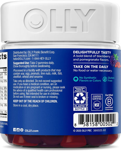 OLLY Men's Multivitamin Gummy – Blackberry Flavour, 90 Gummies (45-Day Supply)