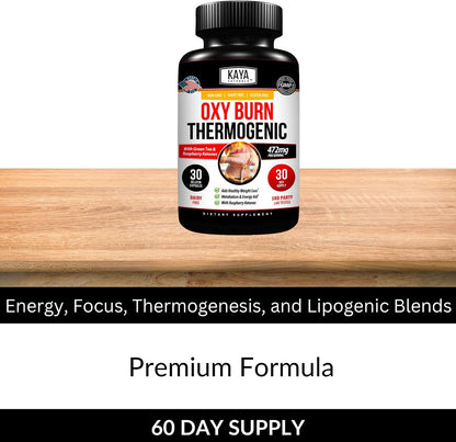 Kaya Naturals Oxy Burn – Thermogenic Herbal Formula for Active Living – Non-GMO & Gluten-free – 30 Capsules
