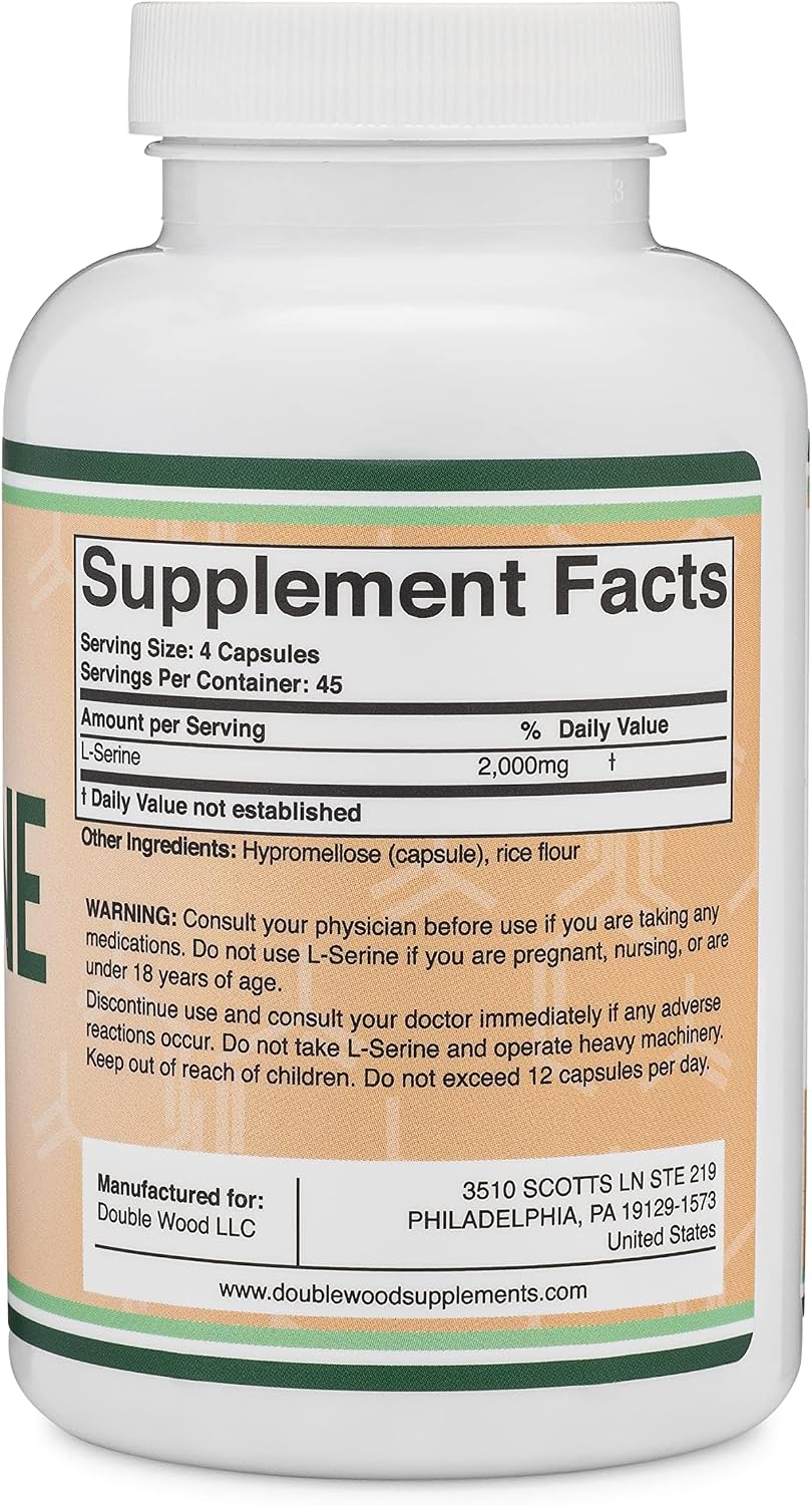 L-Serine Capsules – 2000 mg per Serving, 180 Capsules, 500 mg Each - görsel 3
