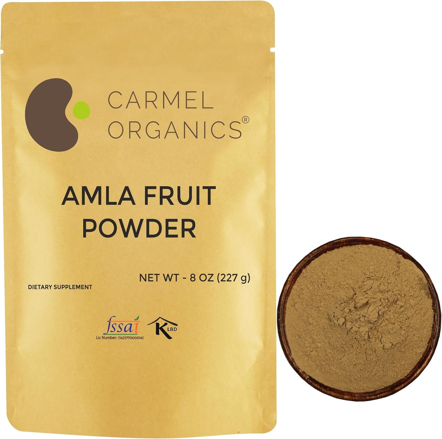 CARMEL ORGANICS Amla/Amlaki (Emblica officinalis) Fruit Powder, 8 oz - görsel 1
