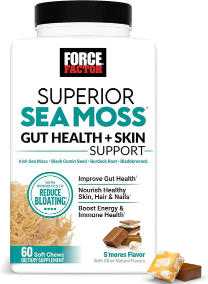 Force Factor Sea Moss Soft Chews, Support Immunity, Digestion, and Heart Health, Irish Sea Moss Superfood & Antioxidants Supplement, Non-GM, Gluten-Free, Salted Caramel Flavour, 60 Soft Chews, 2-Pack