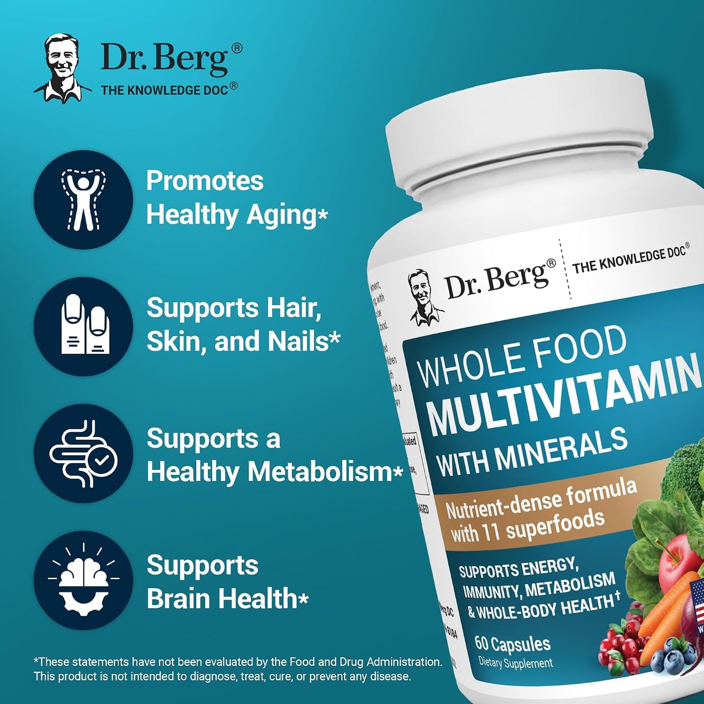 Dr. Berg Whole Food Multivitamin with Minerals, 60 Capsules - görsel 3
